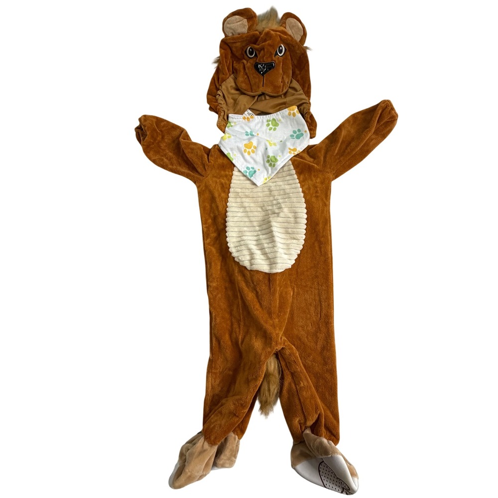 Spirit Halloween Baby Lion Costume Jumpsuit Hood Bib Brown 0-6 Months 01516632